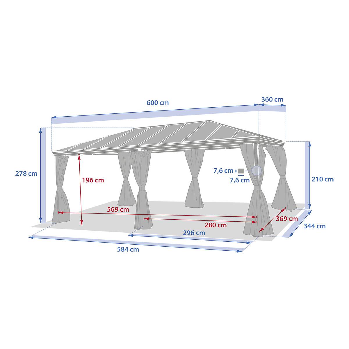 Hesperide - Pergola autoportante "Belize" graphite 3,6 x 6m en aluminium et polycarbonate - Hespéride - Image 7