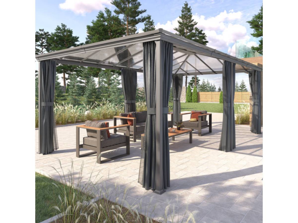 Hesperide - Pergola autoportante "Belize" graphite 3,6 x 6m en aluminium et polycarbonate - Hespéride - Image 6