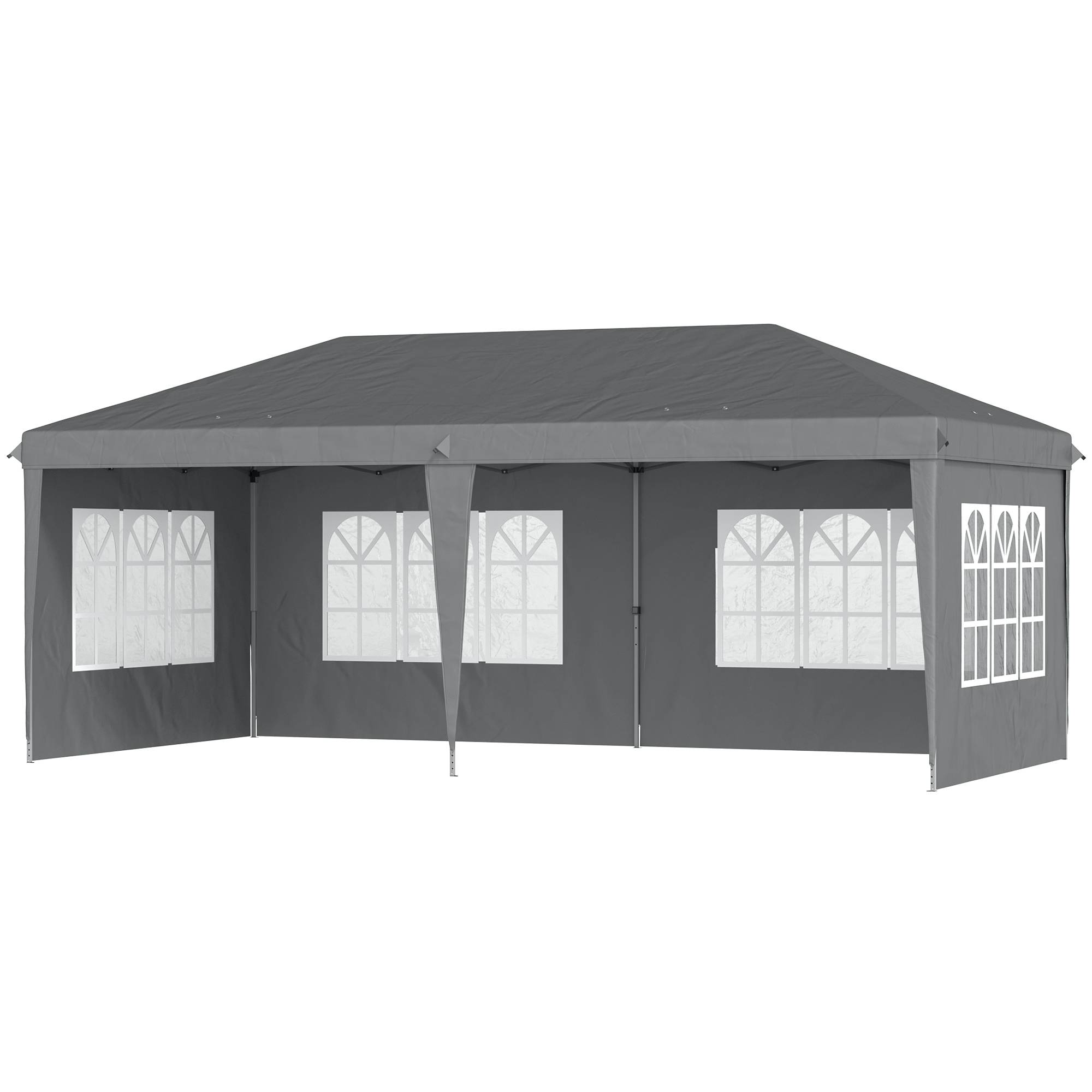 Outsunny - Tonnelle pliante 3x6m tente réception avec 3 côtés démontables, piquets et sac de transport gris - Outsunny - Image 1
