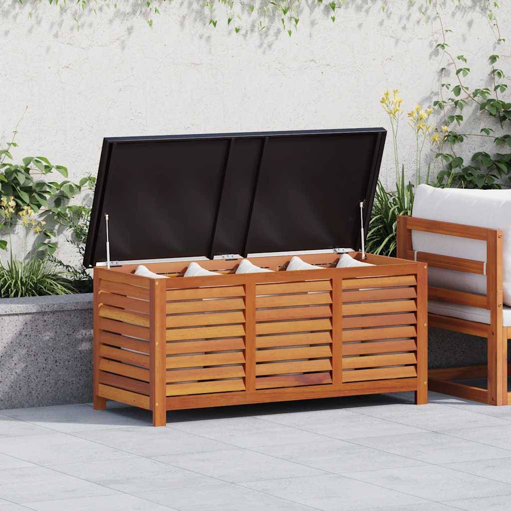 Banc Coffre Rangement Bois d'Eucalyptus Massif pour Jardin Terrasse Finition Huile 117x50x55 cm – ComfortXL Outdoor Living - Image 1