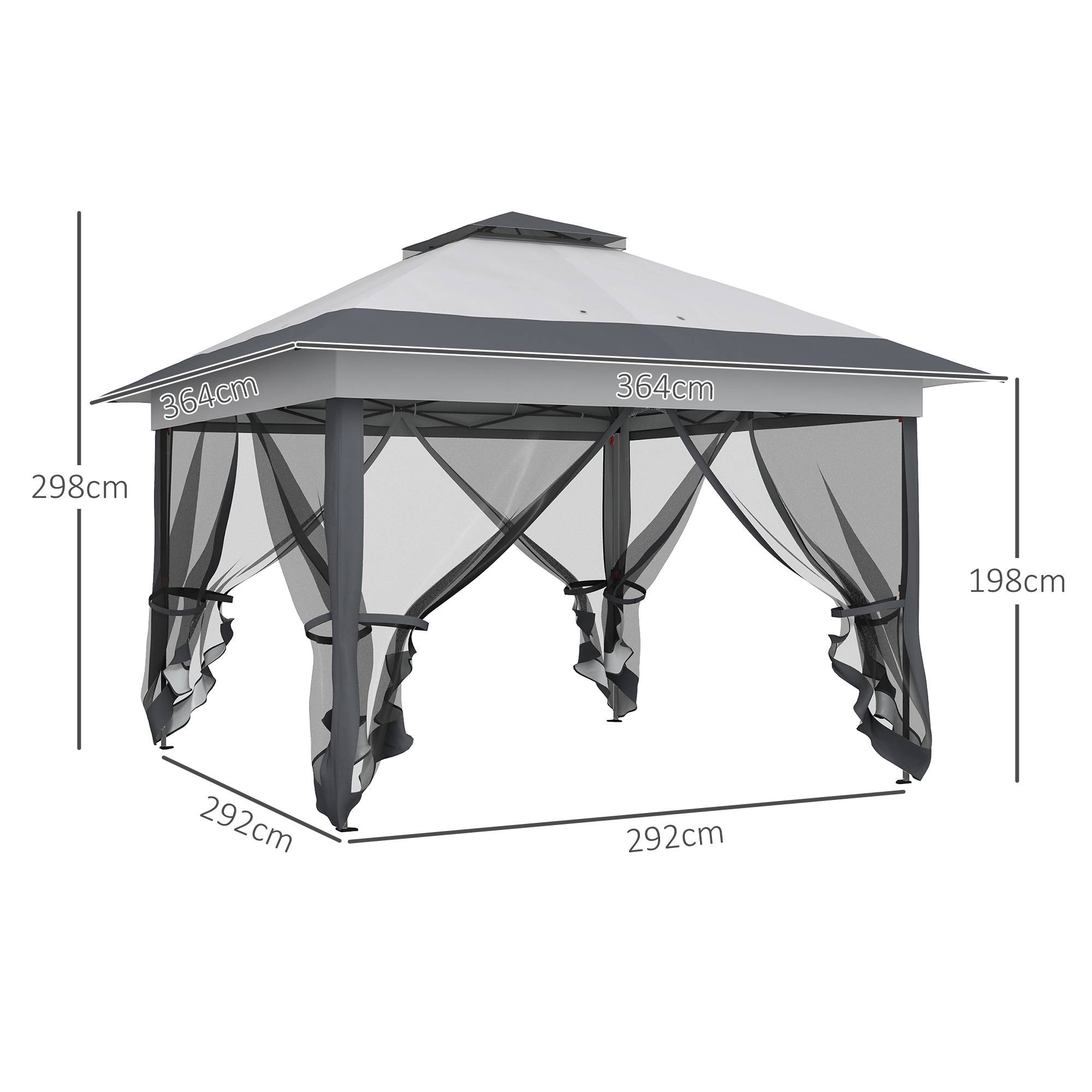 Tonnelle barnum de jardin pop-up pliant acier polyester moustiquaires + sac de transport à roulettes gris - Image 5