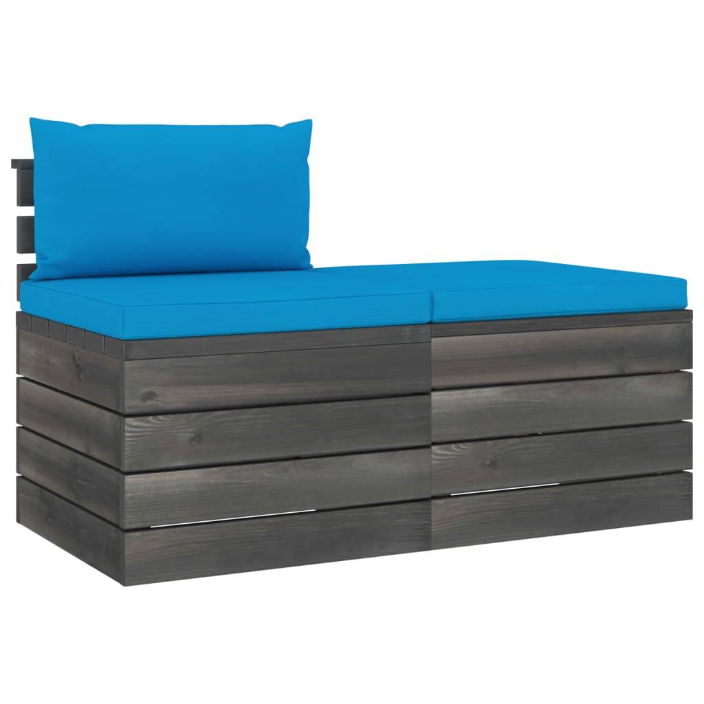Helloshop26 - Salon de jardin palette meuble d'extérieur ensemble de mobilier 2 pièces avec coussins bois de pin massif - Image 1