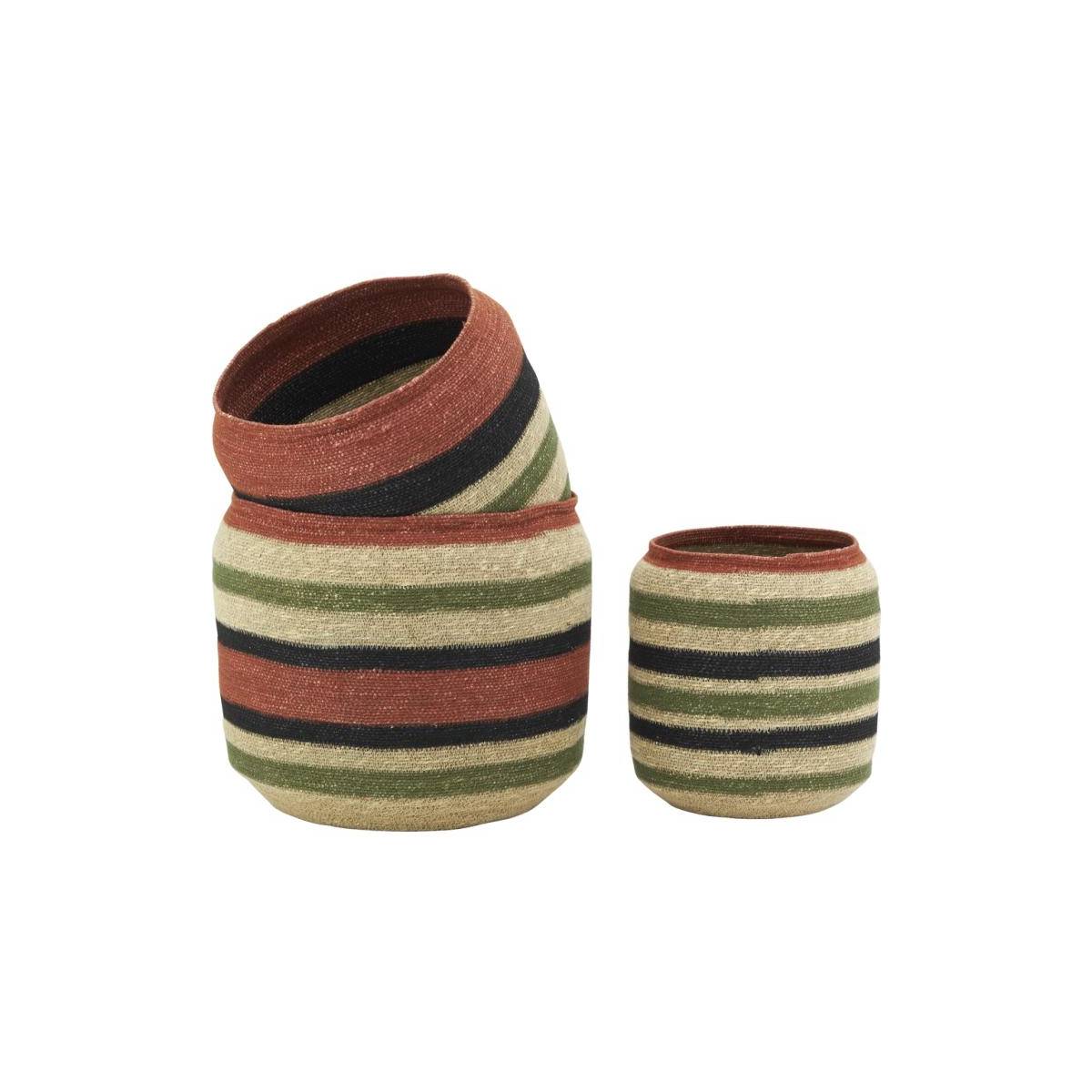 Aubry Gaspard - Cache-pots en jonc Terracota et Kaki - Image 1