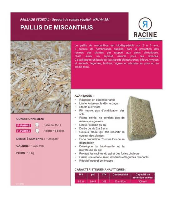 Paillis de miscanthus pour retenir l'eau - balle de 150 litres pour 4m² - Image 5
