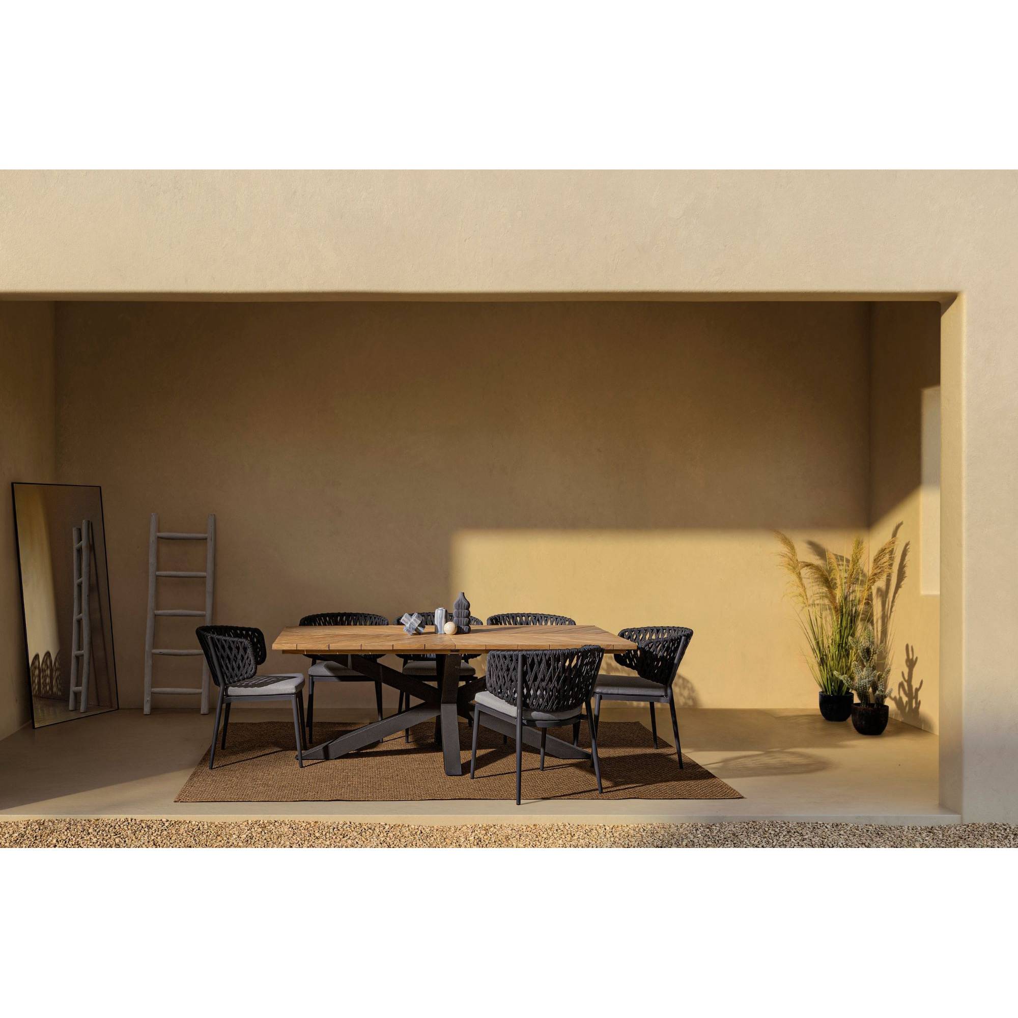 Autre - Table à manger de jardin rectangulaire teck et métal L200 - CAP FERRET - Image 5
