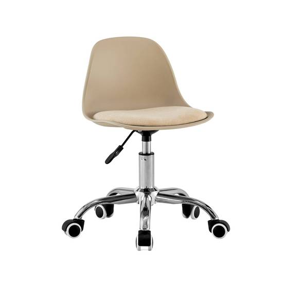 sweeek - Chaise de bureau enfant à roulettes ajustable piètement chromé beige - Manel | sweeek - Image 2