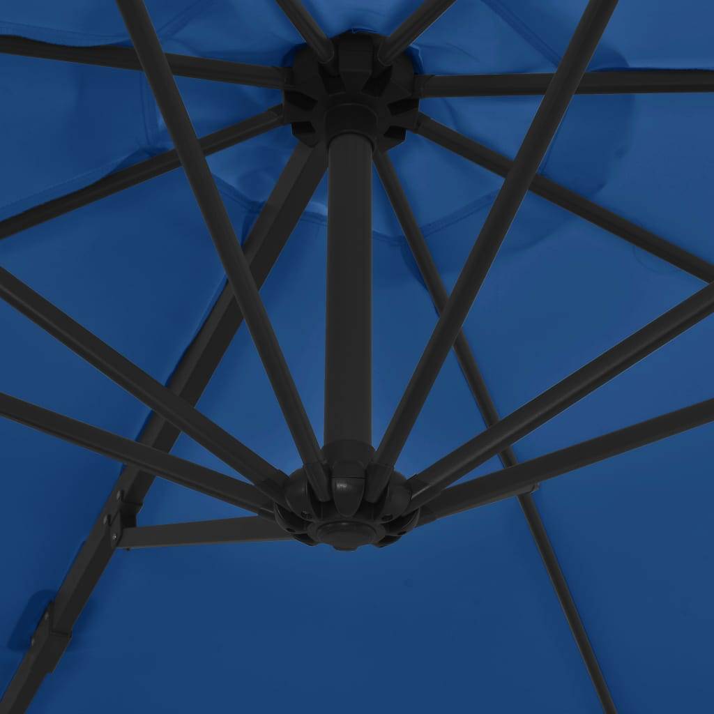 Helloshop26 - Parasol déporté avec mât en acier 300 cm bleu azuré - Image 6