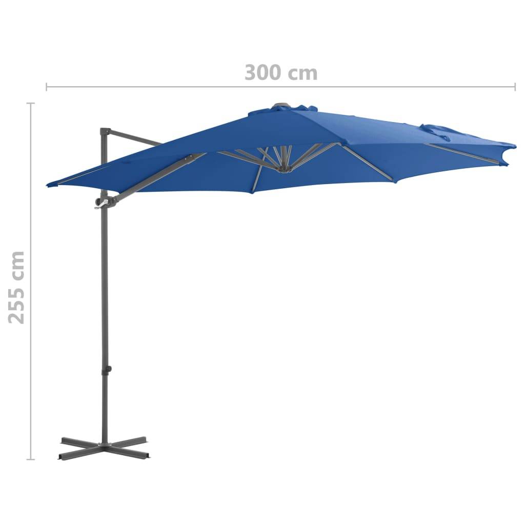 Helloshop26 - Parasol déporté avec mât en acier 300 cm bleu azuré - Image 8
