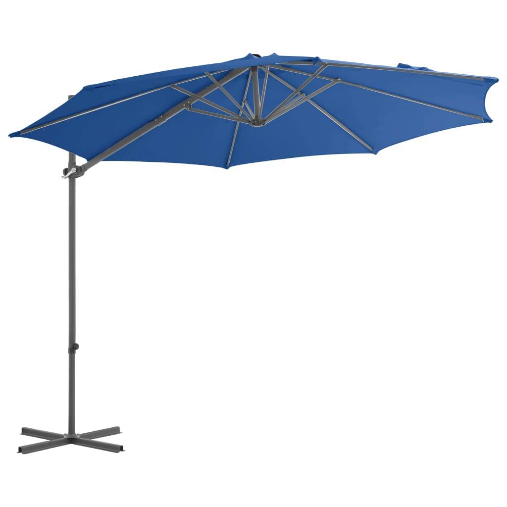 Helloshop26 - Parasol déporté avec mât en acier 300 cm bleu azuré - Image 2