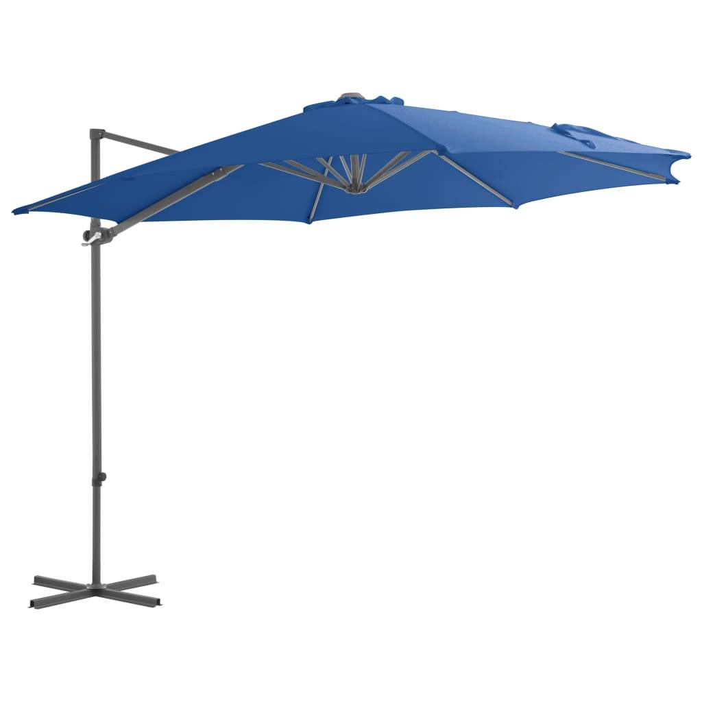 Helloshop26 - Parasol déporté avec mât en acier 300 cm bleu azuré - Image 1