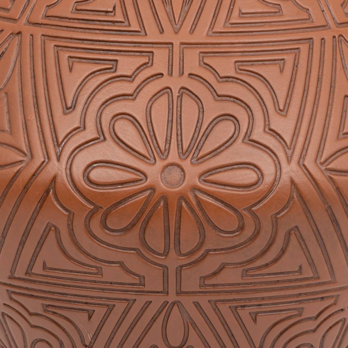 Vase Jarre en céramique Terracotta motifs sculptés H 35 cm - Image 2