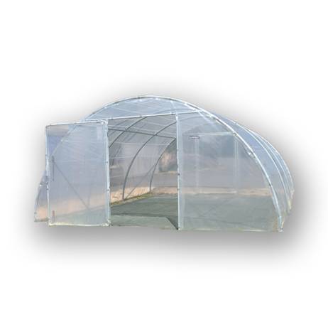 Serre tunnel PRO-450 larg 4.50 m, Long 10 m, Façade 1 porte simple et 1 façade pleine - Image 1
