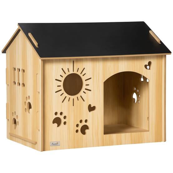 Niche d'Intérieur pour Petit Chien en MDF Design Original avec Aérations 69x50x58,5 cm Chêne - ComfortXL Outdoor Living - Image 1
