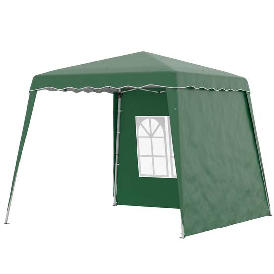 Gazebo pliant avec 2 parois latérales 2,89 x 2,89 m, pavillon de jardin, hauteur réglable, protection UV50+, vert - Image 2