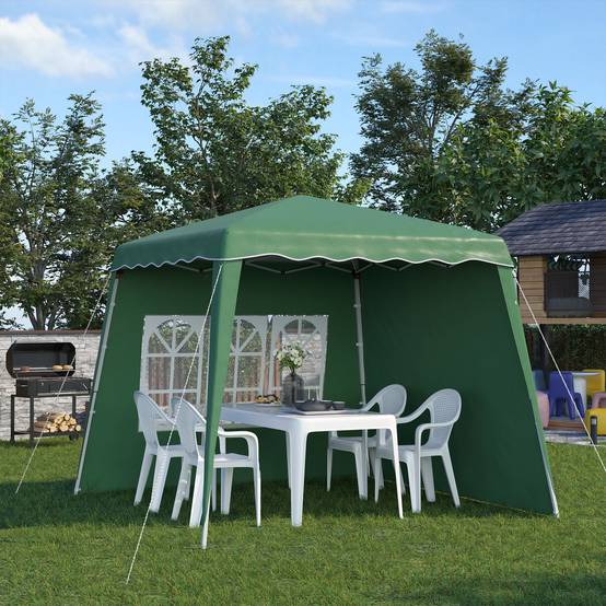 Gazebo pliant avec 2 parois latérales 2,89 x 2,89 m, pavillon de jardin, hauteur réglable, protection UV50+, vert - Image 3