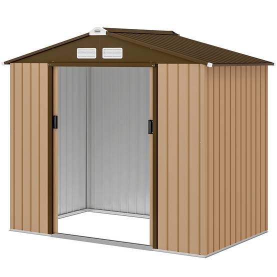 Abri de jardin extérieur 2,42 m² (213 x 130 x 185 cm) avec porte coulissante, ventilation, gants, jaune - Image 2