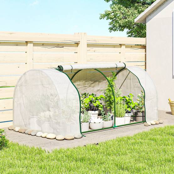 Serre de jardin mini serre serre à tomates 2 x 1 x 0,8 m porte zippée bâche PE acier blanc - Image 4
