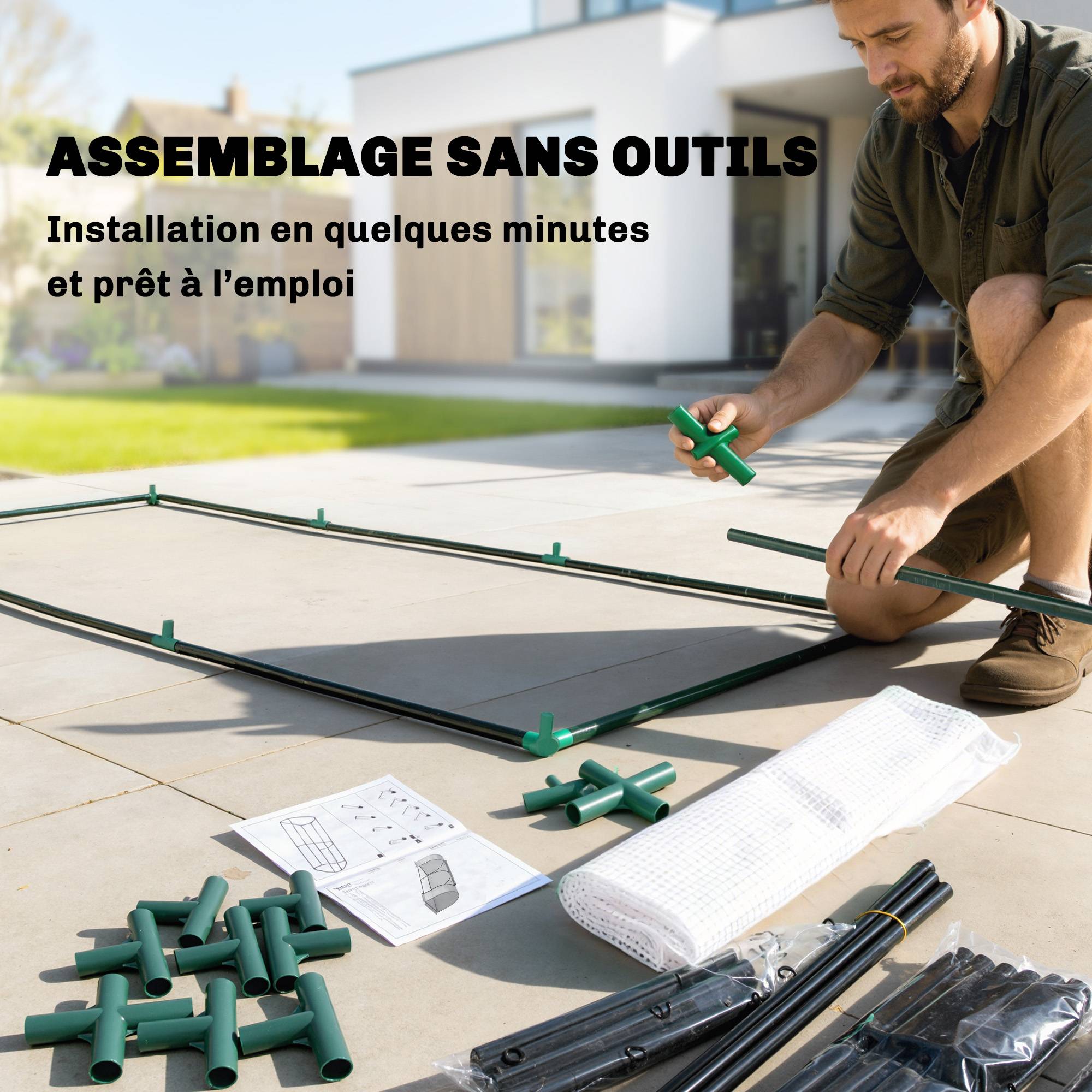 Serre de jardin mini serre serre à tomates 2 x 1 x 0,8 m porte zippée bâche PE acier blanc - Image 10