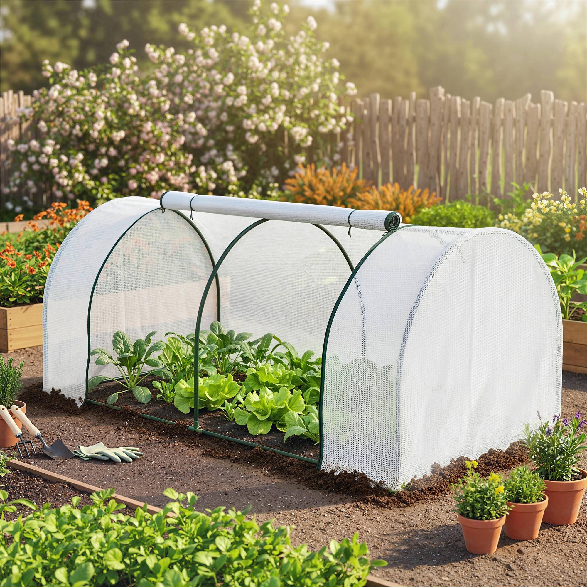 Serre de jardin mini serre serre à tomates 2 x 1 x 0,8 m porte zippée bâche PE acier blanc - Image 3