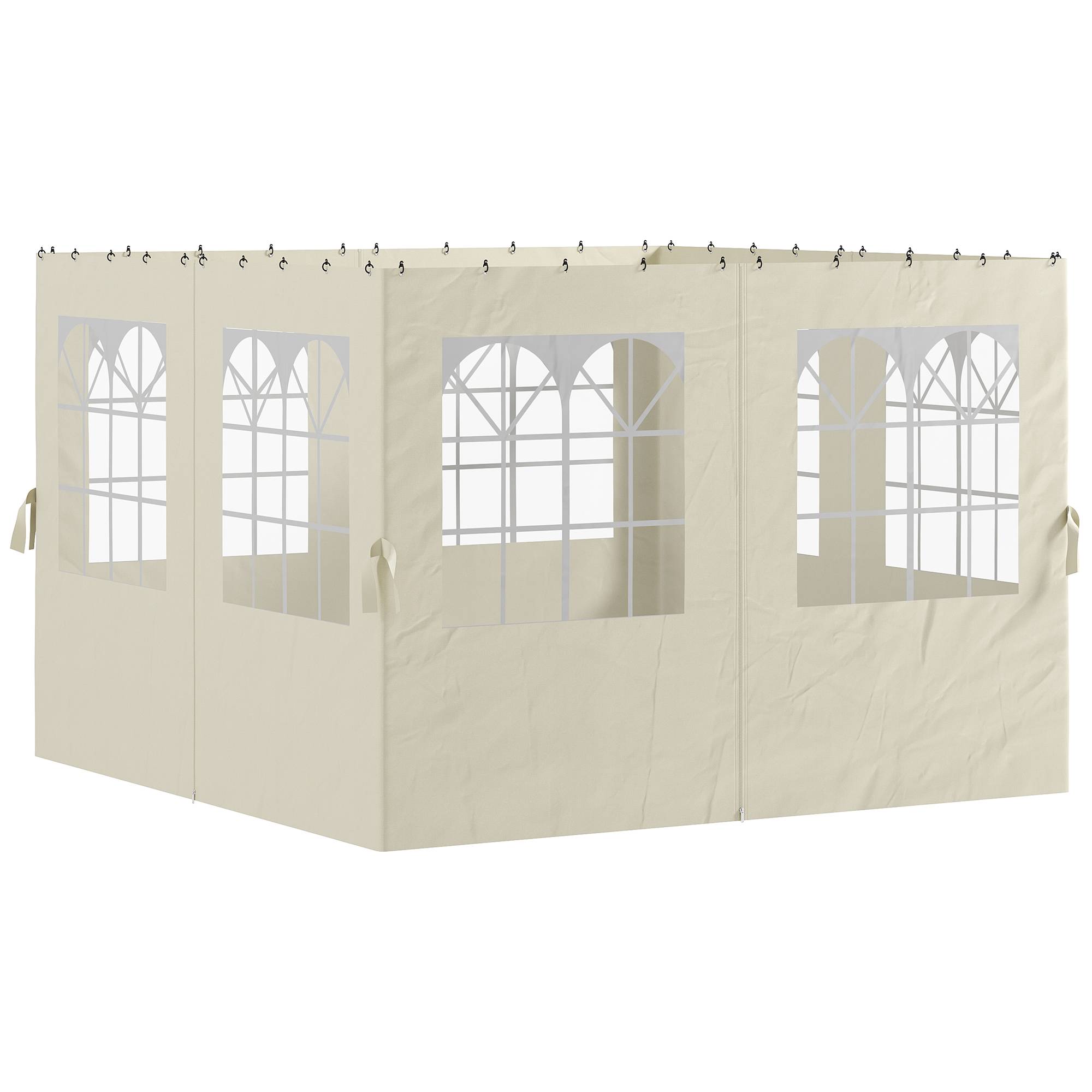 Parois latérales rechange pergola 3x3 m anti-UV fenêtres transparentes rideaux réglables, crème