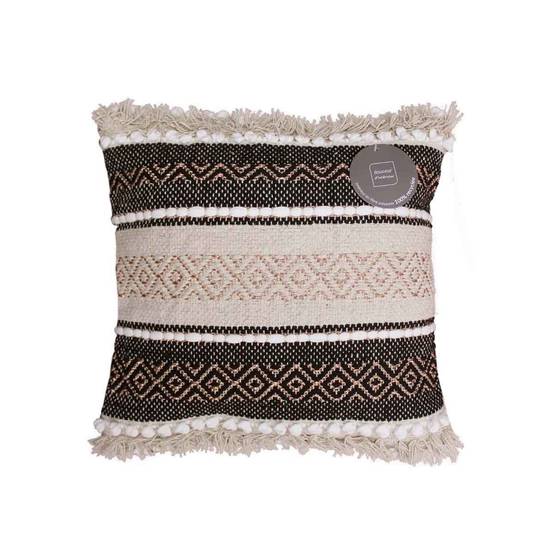 Coussin Déco "Mirage" 40x40cm Naturel & Noir - Image 4