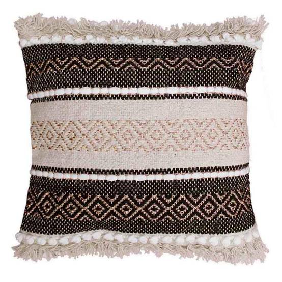 Coussin Déco "Mirage" 40x40cm Naturel & Noir - Image 1