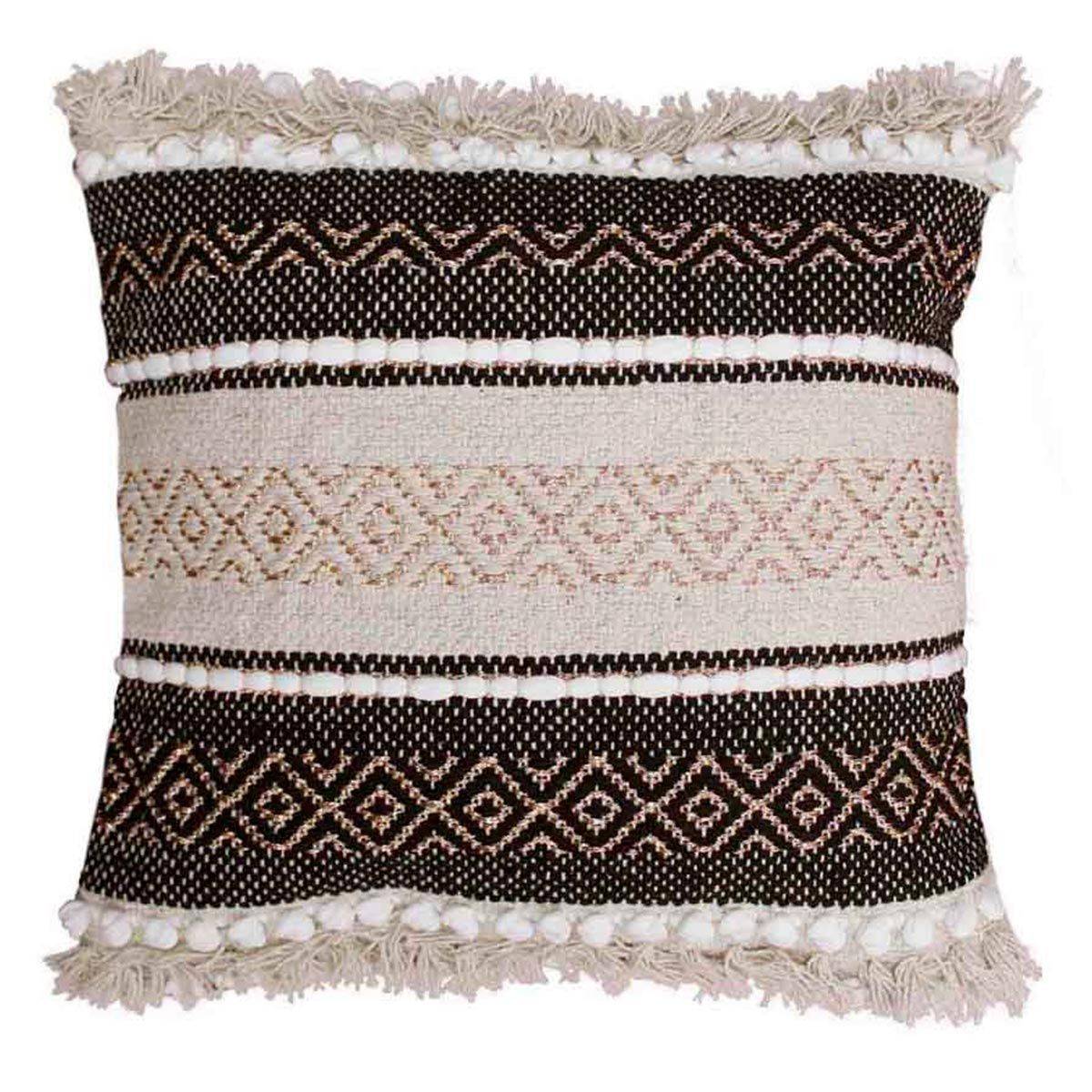Coussin Déco "Mirage" 40x40cm Naturel & Noir - Image 1