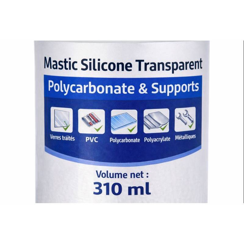 Mastic silicone transparent polycarbonate et multi supports 310 ml - Coloris - Transparent, Contenance - 310 ml - Image 4