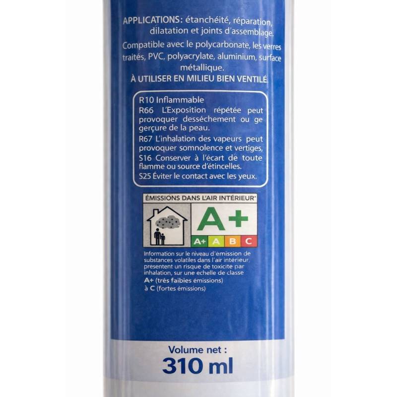 Mastic silicone transparent polycarbonate et multi supports 310 ml - Coloris - Transparent, Contenance - 310 ml - Image 3
