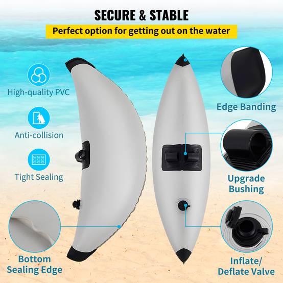 VEVOR Kit stabilisateur flotteur 2,1-2,4 m, PVC. Gonflable/dégonflable, pour kayak, canoë. - Image 3