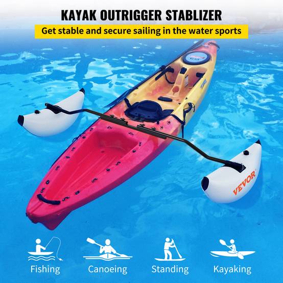 VEVOR Kit stabilisateur flotteur 2,1-2,4 m, PVC. Gonflable/dégonflable, pour kayak, canoë. - Image 2
