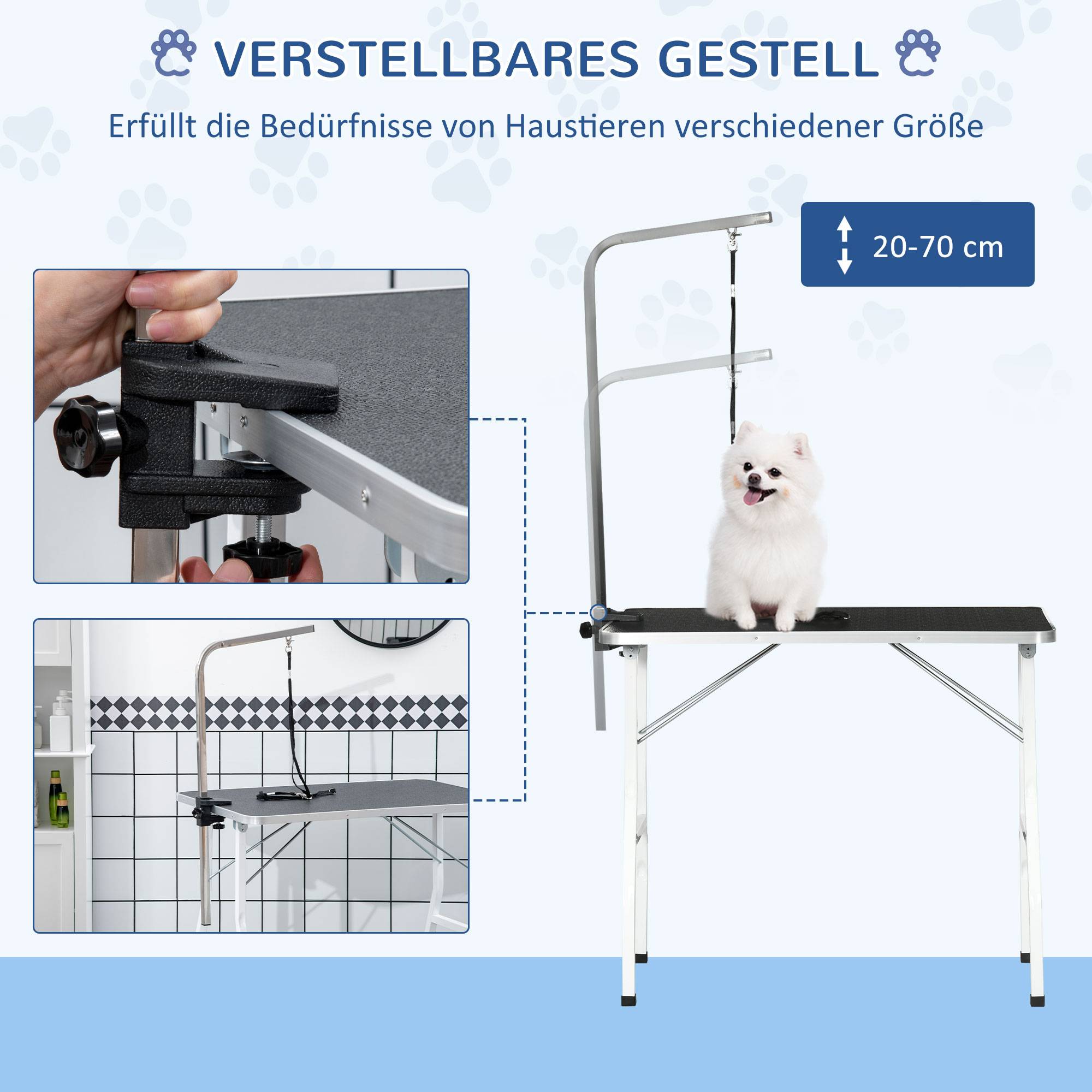 Sans Marque - Table de toilettage avec licol, hauteur réglable, pour bain/séchage/coupe à domicile, Noir - Image 5