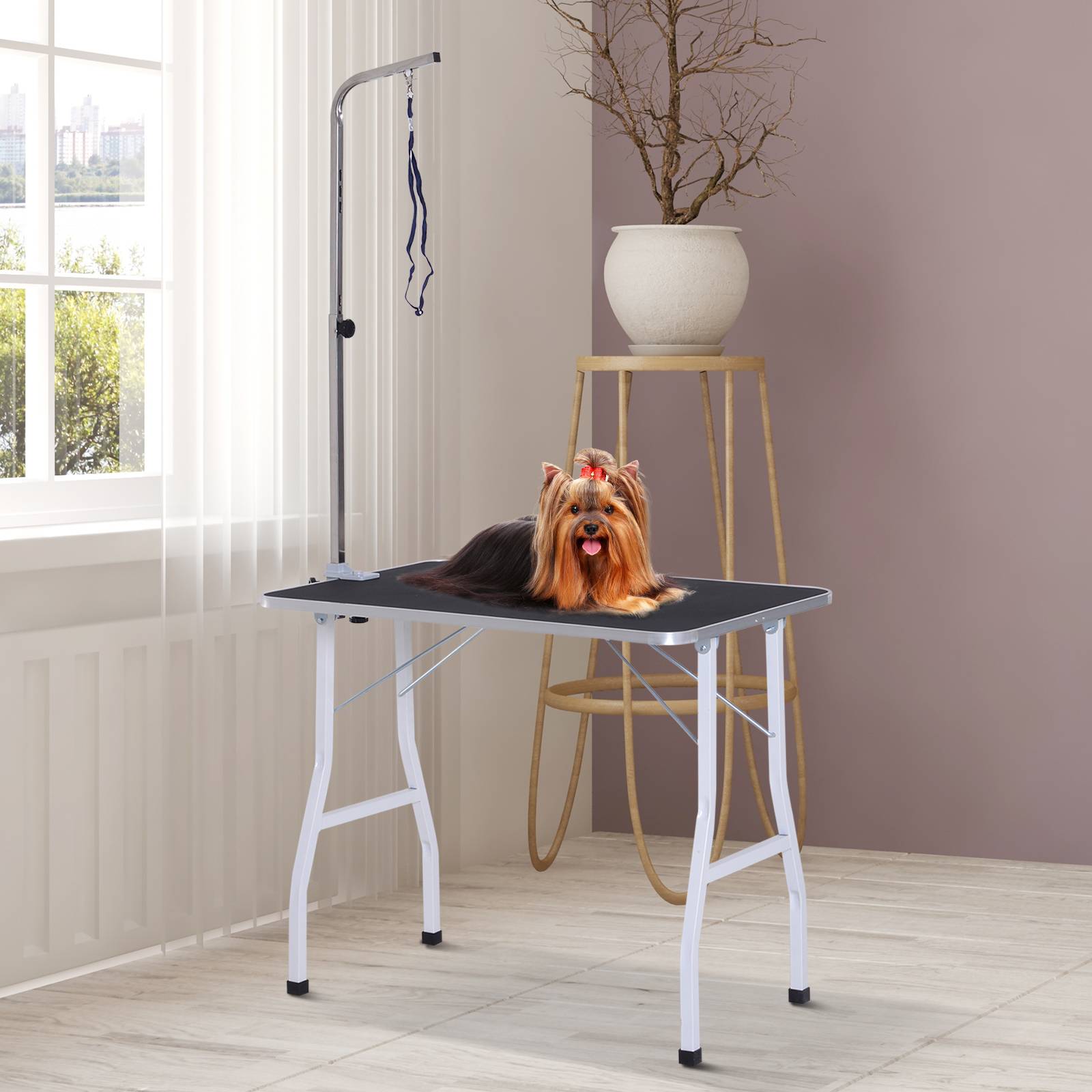 Sans Marque - Table de toilettage avec licol, hauteur réglable, pour bain/séchage/coupe à domicile, Noir - Image 3