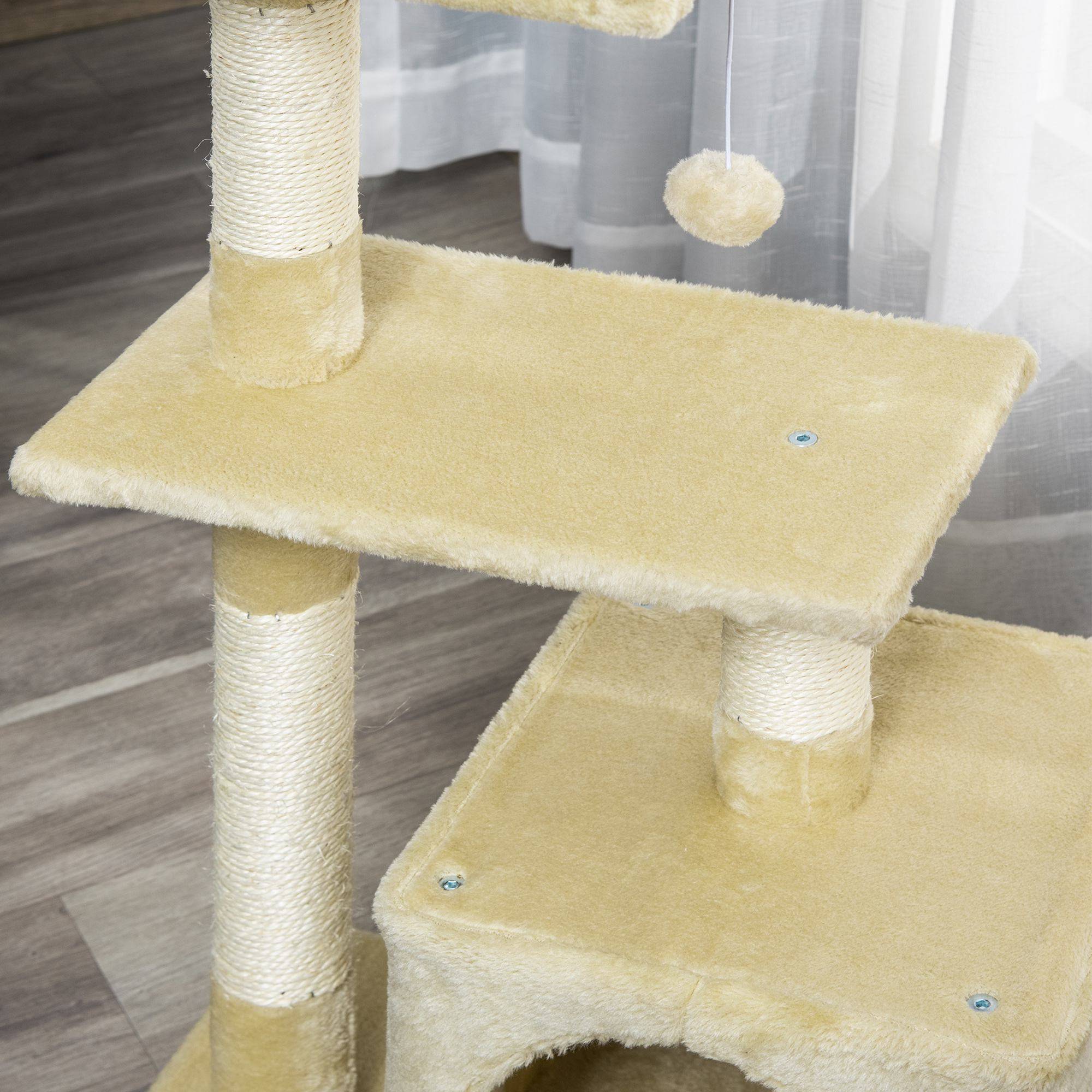 Arbre à chat sisal et peluche beiges 50 x 30 x 81.5 cm - PANGIVO - Image 10