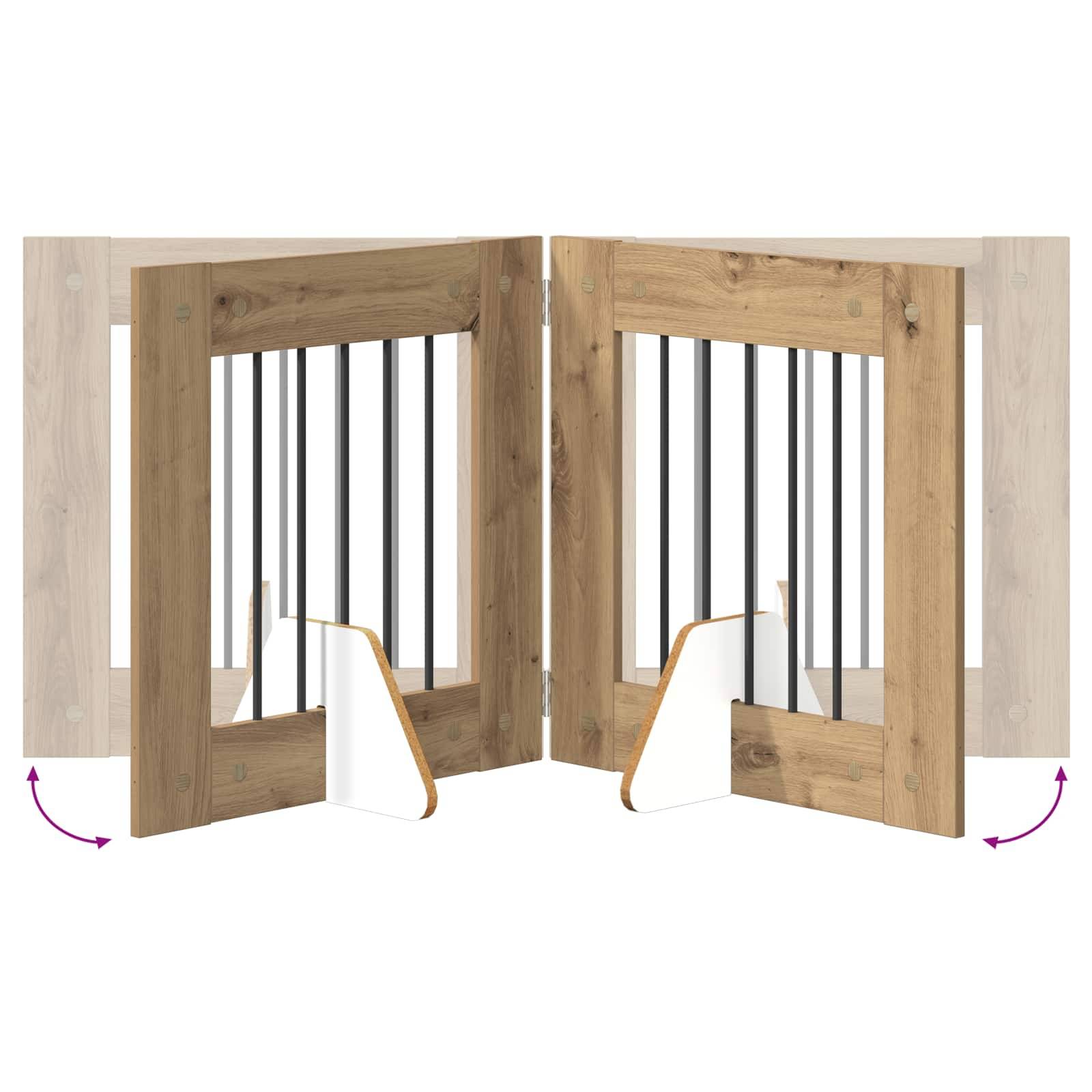 ComfortXL - Barrière pour chien pliable Bois d'ingénierie Intérieur 4 panneaux Chêne artisanal - ComfortXL Outdoor Living - Image 6
