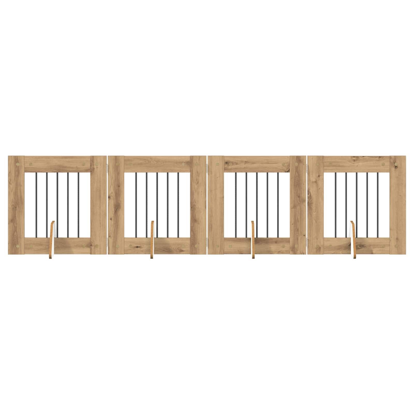ComfortXL - Barrière pour chien pliable Bois d'ingénierie Intérieur 4 panneaux Chêne artisanal - ComfortXL Outdoor Living - Image 2