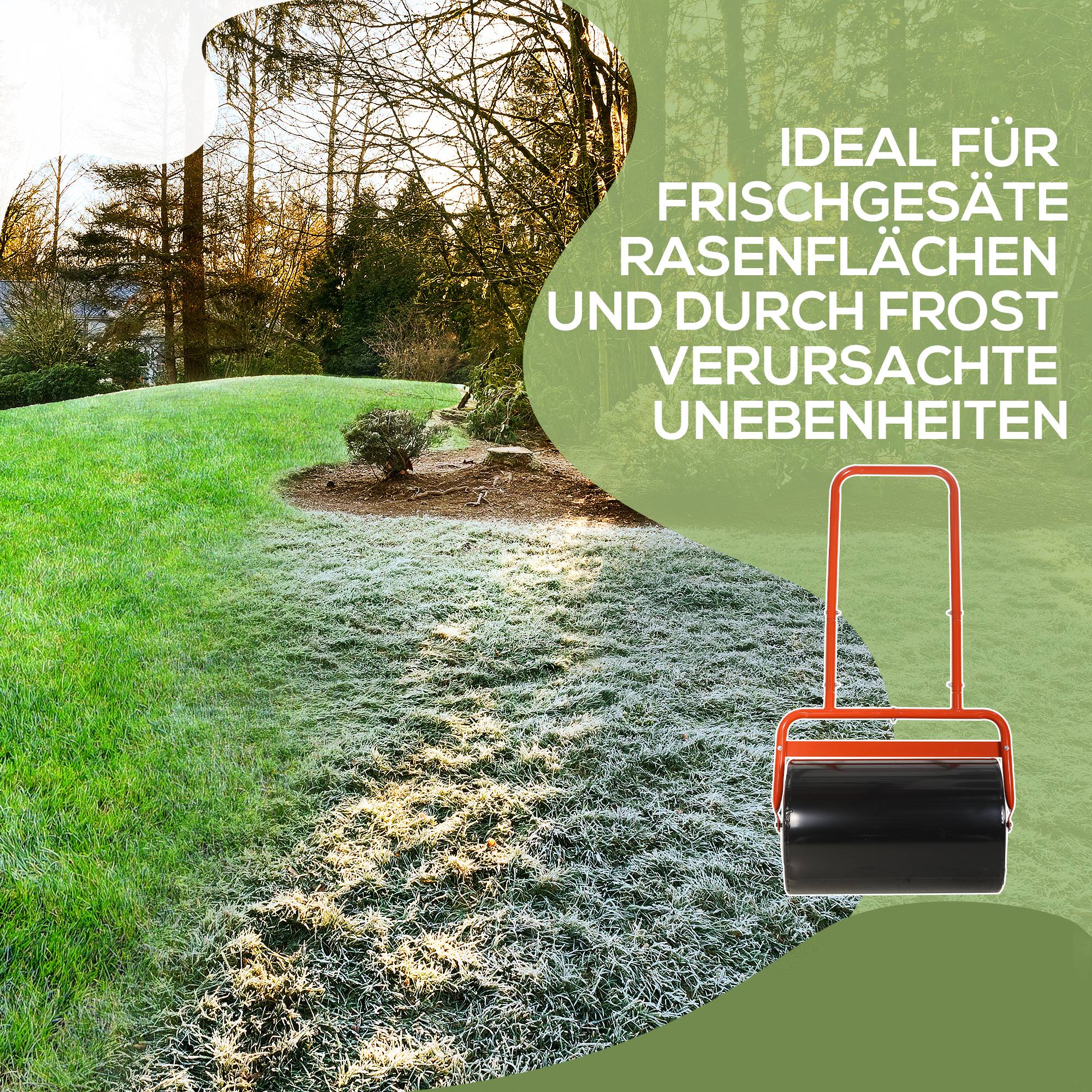ComfortXL - Rouleau à gazon en acier rouge 58 x 32,5 x 113 cm à remplir eau ou sable pour niveler pelouse et semis - Image 5