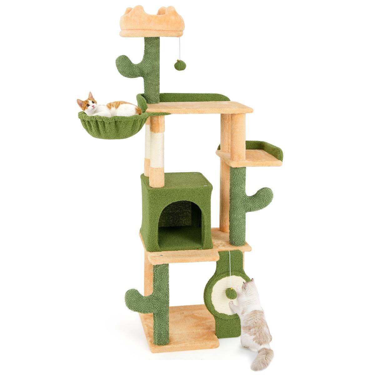 Maison Chic - Arbre à Chat Cactus 160 CM d'Intérieur Tour pour Chat Multi-niveaux avec Poteaux à Griffer en Sisal et Planche Condo Perchoirs Rembourrés - Image 4