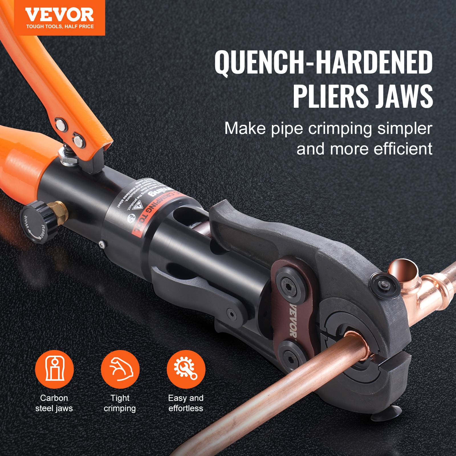 VEVOR Outil sertissage hydraulique raccords cuivre, pince mâchoires changement rapide V12-V28. - Image 2