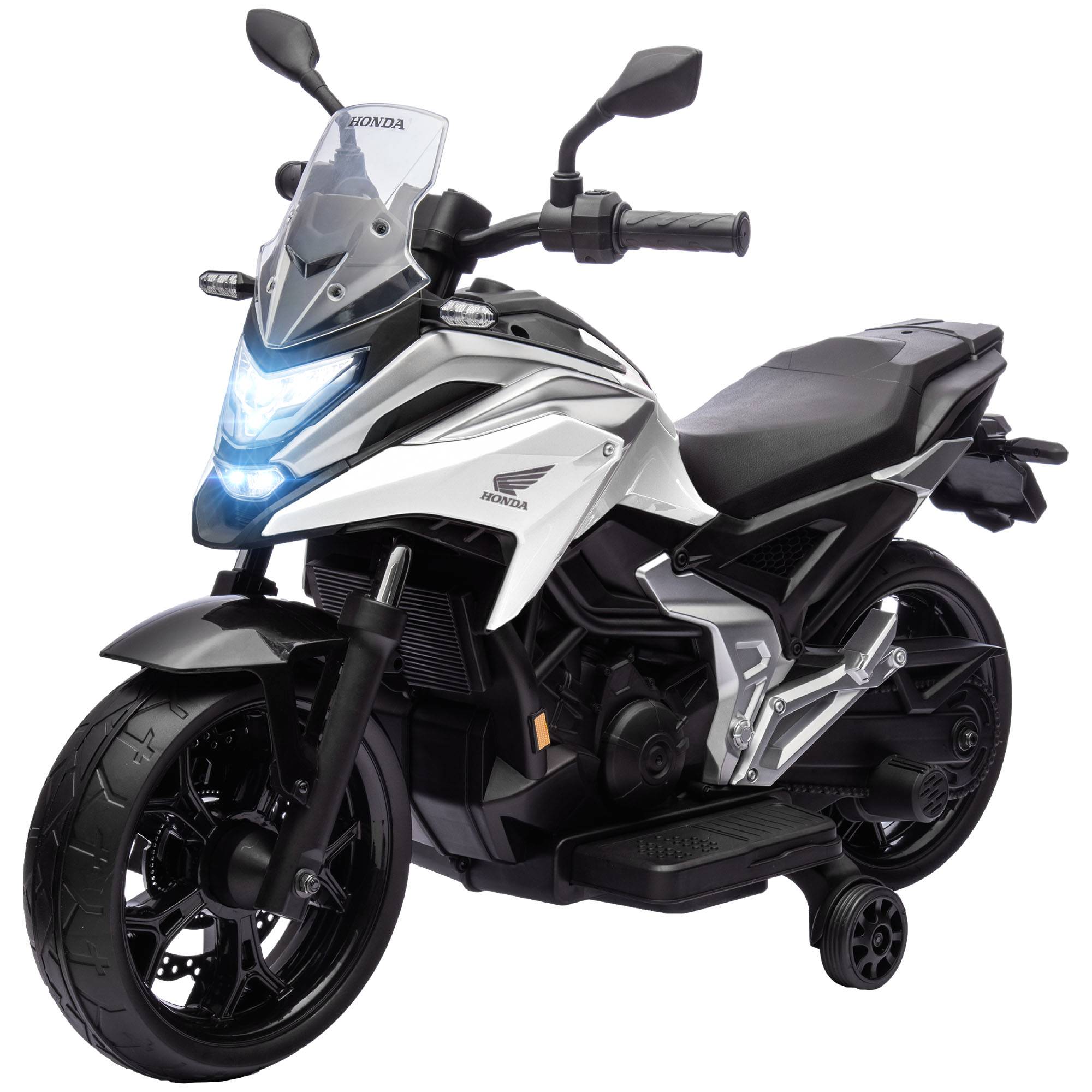 Moto électrique pour enfants moto porteur Honda pour enfants 3 à 6 ans avec musique, phares blanc - Image 2