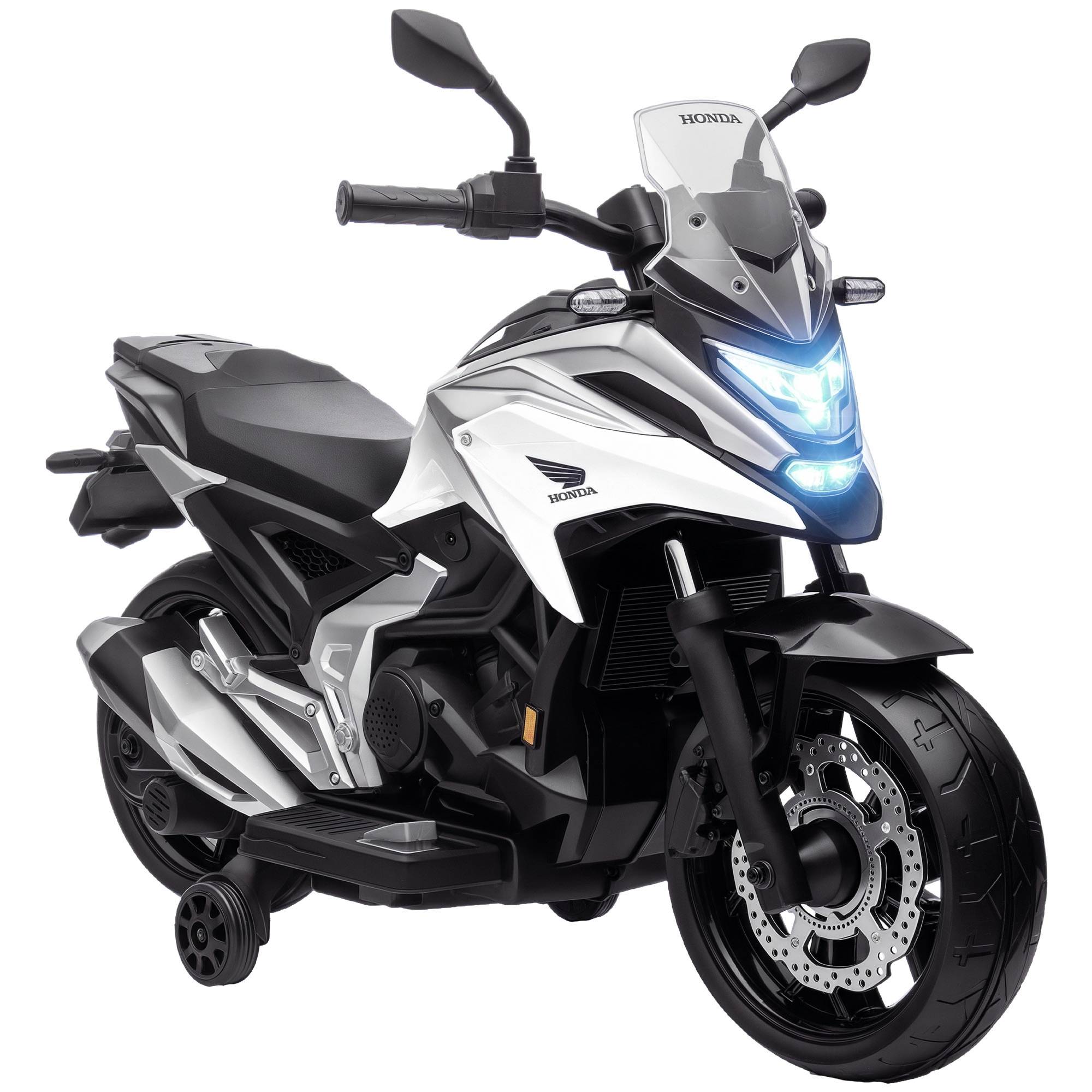 Moto électrique pour enfants moto porteur Honda pour enfants 3 à 6 ans avec musique, phares blanc - Image 1