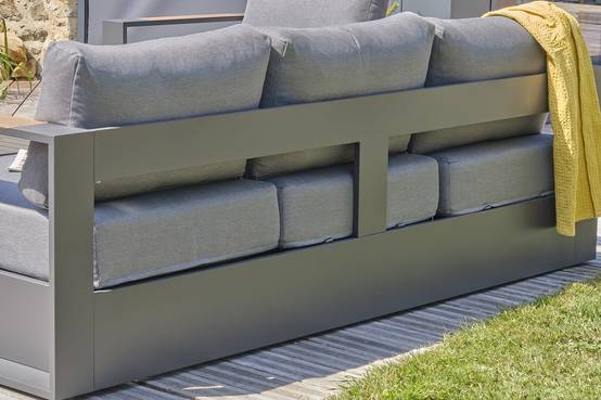 Salon de jardin 5 places en aluminium et accoudoirs en HPL - Gris anthracite - MANDELIEU - Image 6