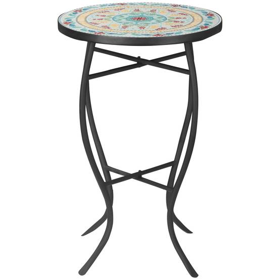 ComfortXL - Table d'appoint jardin métal céramique extérieur motif mosaïque 35x53cm turquoise - ComfortXL Outdoor Living - Image 2