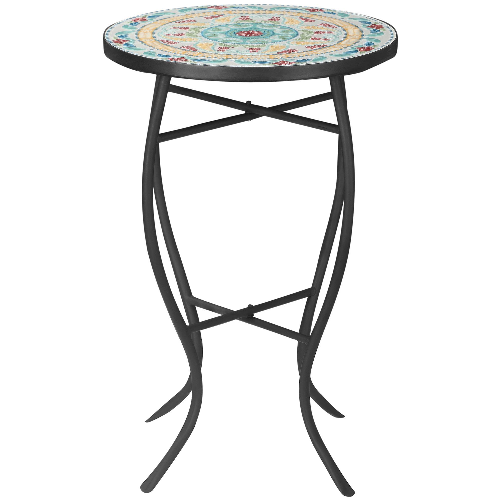 ComfortXL - Table d'appoint jardin métal céramique extérieur motif mosaïque 35x53cm turquoise - ComfortXL Outdoor Living - Image 2