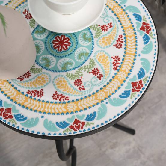 ComfortXL - Table d'appoint jardin métal céramique extérieur motif mosaïque 35x53cm turquoise - ComfortXL Outdoor Living - Image 10