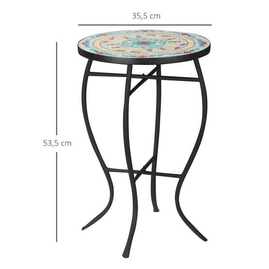 ComfortXL - Table d'appoint jardin métal céramique extérieur motif mosaïque 35x53cm turquoise - ComfortXL Outdoor Living - Image 5