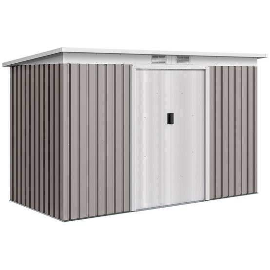 Abri de jardin extérieur 3,2 m² 280 x 130 x 172 cm avec portes coulissantes et ventilation, gris clair - Image 1