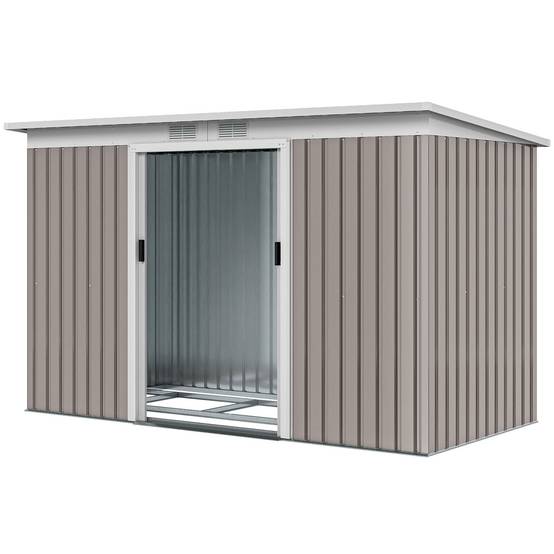 Abri de jardin extérieur 3,2 m² 280 x 130 x 172 cm avec portes coulissantes et ventilation, gris clair - Image 2