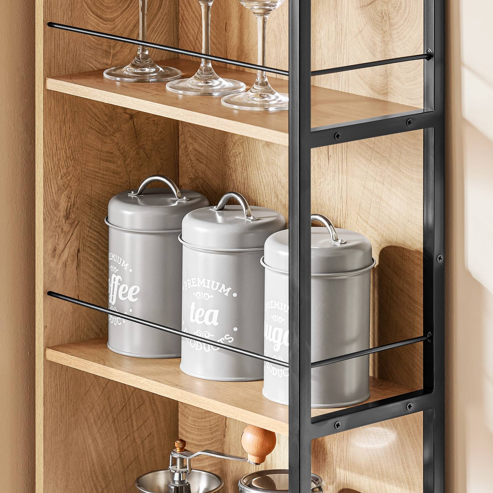 SoBuy Meuble de Rangement Étroit avec Roulettes, Chariot Compact Multi-Usage au Naturel - Image 5