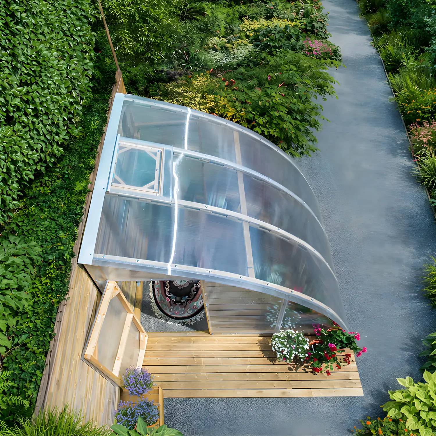 Serre en bois adossée 12m² Norhage Vegg 300 - Polycarbonate 6mm - Image 3